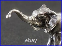 Eléphant en argent massif XIXè Figurine Miniature Ancienne avec poinçon