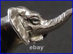 Eléphant en argent massif XIXè Figurine Miniature Ancienne avec poinçon