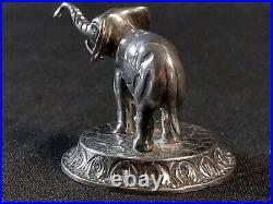 Eléphant en argent massif XIXè Figurine Miniature Ancienne avec poinçon