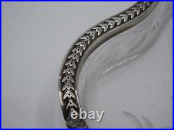 Encrier En Argent Massif Poincon Minerve Et Cristal Frise Feuilles De Lauriers