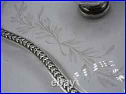 Encrier En Argent Massif Poincon Minerve Et Cristal Frise Feuilles De Lauriers