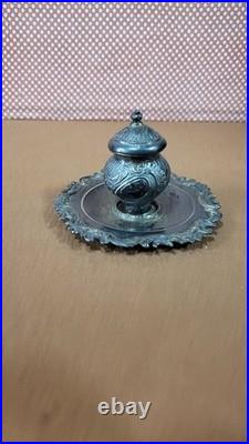 Encrier Signe En Argent Massif Poincon Minerve De 72,63 Grammes