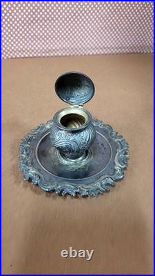 Encrier Signe En Argent Massif Poincon Minerve De 72,63 Grammes