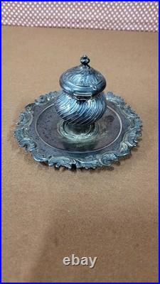 Encrier Signe En Argent Massif Poincon Minerve De 72,63 Grammes