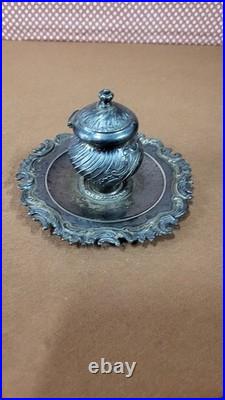 Encrier Signe En Argent Massif Poincon Minerve De 72,63 Grammes