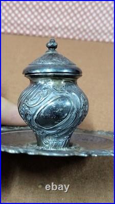 Encrier Signe En Argent Massif Poincon Minerve De 72,63 Grammes