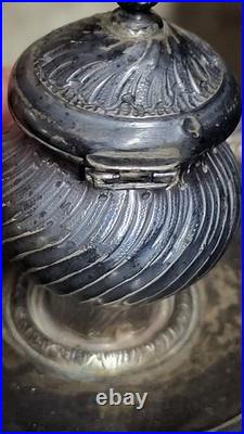 Encrier Signe En Argent Massif Poincon Minerve De 72,63 Grammes