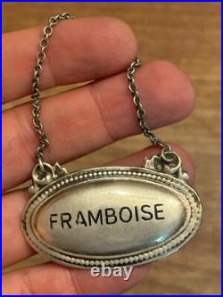 Étiquette De Bouteille De Framboise Argent Massif Poinçon Minerve Vers 1900 Étiquette De Bouteille De Framboise Argent Massif Poinçon Minerve Vers 1900