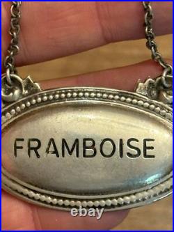 Étiquette De Bouteille De Framboise Argent Massif Poinçon Minerve Vers 1900 Étiquette De Bouteille De Framboise Argent Massif Poinçon Minerve Vers 1900