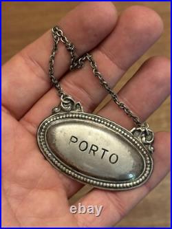 Étiquette De Bouteille De Porto Argent Massif Poinçon Minerve Vers 1900 Étiquette De Bouteille De Porto Argent Massif Poinçon Minerve Vers 1900