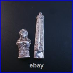 Etui à aiguilles Argent buste de femme romaine Poinçon tête de lièvre vers 1820