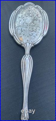 Face main miroir ancien biseauté en argent poincon 800