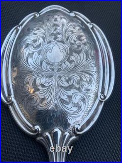 Face main miroir ancien biseauté en argent poincon 800
