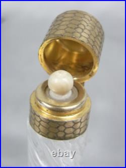 Flacon A Sel Cristal Vermeil Or Argent Massif Poinçon Sanglier