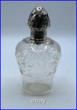 Flacon En Argent Massif Vermeil Et Cristal Poincon Minerve 1 Er Titre