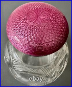 Flacon En Cristal Taillé Et Bouchon Argent Massif Anglais Poinçon Lion Art Deco