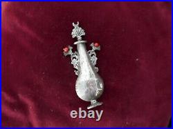 Flacon à Khol argent massif et corail poincon tunisien tete de maure P 50g