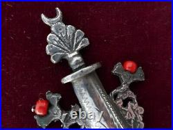 Flacon à Khol argent massif et corail poincon tunisien tete de maure P 50g