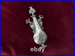 Flacon à Khol argent massif et corail poincon tunisien tete de maure P 50g