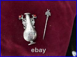 Flacon à Khol argent massif et corail poincon tunisien tete de maure P 50g