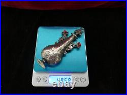 Flacon à Khol argent massif et corail poincon tunisien tete de maure P 50g