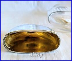 Flasque à Alcool En Cristal Ou verre Argent Massif Et Vermeil Poinçon Minerve