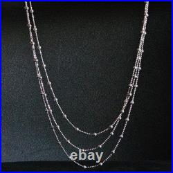 Grand collier 3 brins en argent massif mailles boulettes poinçon 925