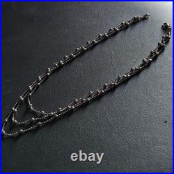 Grand collier 3 brins en argent massif mailles boulettes poinçon 925