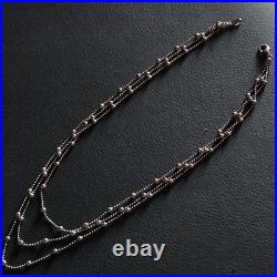 Grand collier 3 brins en argent massif mailles boulettes poinçon 925