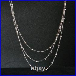 Grand collier 3 brins en argent massif mailles boulettes poinçon 925