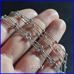Grand collier 3 brins en argent massif mailles boulettes poinçon 925