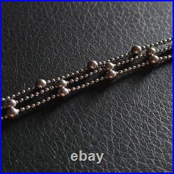 Grand collier 3 brins en argent massif mailles boulettes poinçon 925