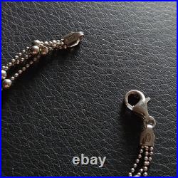 Grand collier 3 brins en argent massif mailles boulettes poinçon 925