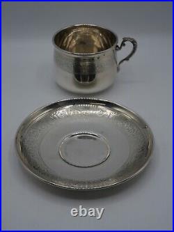 Grande Tasse A The Et Sous Tasse Argent Massif Poincon Minerve 1 Er Titre