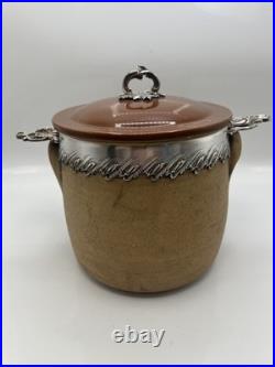 Grande Terrine Terre Cuite Et Argent Massif Poincon Minerve 1 Er Titre