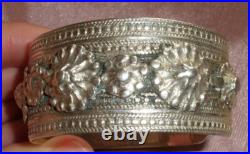 Gros bracelet manchette en argent massif poinçons Minerve 2 + orfèvre 94,6 Gr