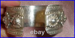 Gros bracelet manchette en argent massif poinçons Minerve 2 + orfèvre 94,6 Gr