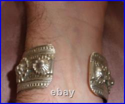 Gros bracelet manchette en argent massif poinçons Minerve 2 + orfèvre 94,6 Gr