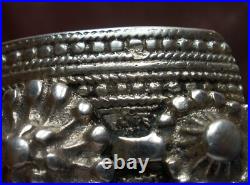 Gros bracelet manchette en argent massif poinçons Minerve 2 + orfèvre 94,6 Gr