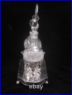 HUILIER VINAIGRIER ARGENT MASSIF EMPIRE POINÇON COQ 18 èm CRISTAL TAILLE HUILIER VINAIGRIER ARGENT MASSIF EMPIRE POINÇON COQ 18 èm CRISTAL TAILLE