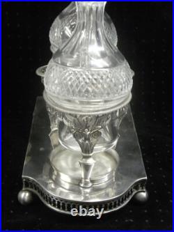 HUILIER VINAIGRIER ARGENT MASSIF EMPIRE POINÇON COQ 18 èm CRISTAL TAILLE HUILIER VINAIGRIER ARGENT MASSIF EMPIRE POINÇON COQ 18 èm CRISTAL TAILLE