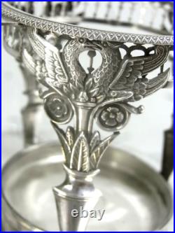 HUILIER VINAIGRIER ARGENT MASSIF EMPIRE POINÇON COQ 18 èm CRISTAL TAILLE HUILIER VINAIGRIER ARGENT MASSIF EMPIRE POINÇON COQ 18 èm CRISTAL TAILLE