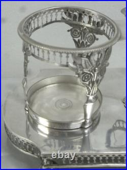 HUILIER VINAIGRIER ARGENT MASSIF EMPIRE POINÇON COQ 18 èm CRISTAL TAILLE HUILIER VINAIGRIER ARGENT MASSIF EMPIRE POINÇON COQ 18 èm CRISTAL TAILLE