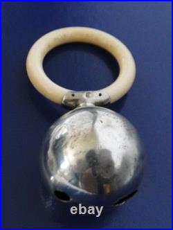 Hochet bébé ancien argent massif poinçon minerve grosse garantie 950 1000