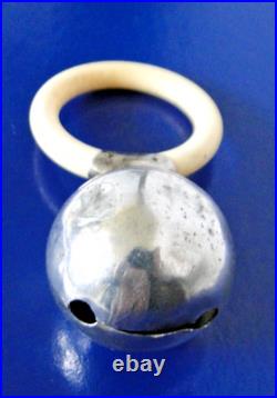Hochet bébé ancien argent massif poinçon minerve grosse garantie 950 1000