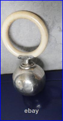Hochet bébé ancien argent massif poinçon minerve grosse garantie 950 1000