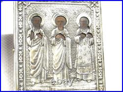 Icône Russe Orthodoxe 3 Saint Argent Massif Poincon 84 Peinture Miniature Icône Russe Orthodoxe 3 Saint Argent Massif Poincon 84 Peinture Miniature