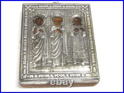 Icône Russe Orthodoxe 3 Saint Argent Massif Poincon 84 Peinture Miniature Icône Russe Orthodoxe 3 Saint Argent Massif Poincon 84 Peinture Miniature