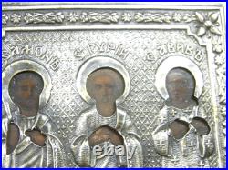 Icône Russe Orthodoxe 3 Saint Argent Massif Poincon 84 Peinture Miniature Icône Russe Orthodoxe 3 Saint Argent Massif Poincon 84 Peinture Miniature