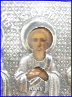 Icône Russe Orthodoxe 3 Saint Argent Massif Poincon 84 Peinture Miniature Icône Russe Orthodoxe 3 Saint Argent Massif Poincon 84 Peinture Miniature